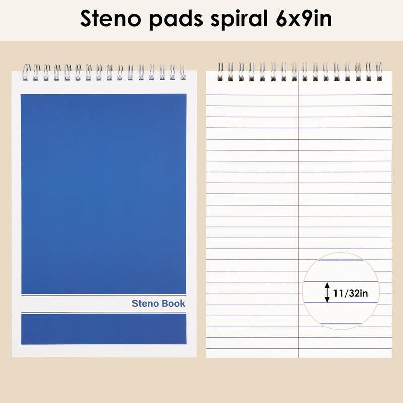LABUK 15 Pack Steno Pads 6x9 Inches 80 Sheets Spiral Steno Notebooks Gregg Rule, Pocket Notebooks Colorful Covers with Top Spiral Pads for School, University, College, Work, Office - Image 3
